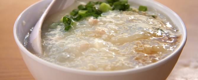 Traditional chinese porridge rice gruel in bowl